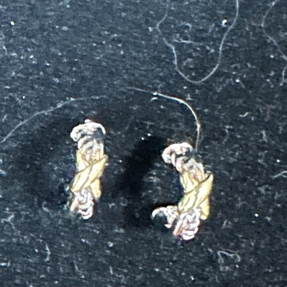 Minimalist Gold and Silver Stud Earrings Twisted wire style - Picture 2 of 6